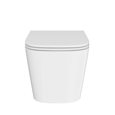 Унитаз Cubo/Кубо подвесной безободковый с крепежом и сиденьем, белый глянцевый Унитаз Cubo/Кубо подвесной безободковый с крепежом и сиденьем, белый глянцевый