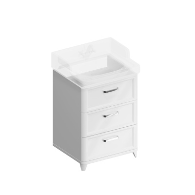 Тумба POMPEI напольная с ящиками 60, белая глянцевая