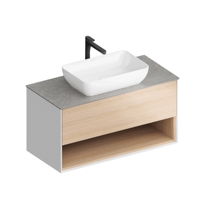 Тумба Plaza Modern/Плаза Модерн подвесная 100 дуб виченца 1 ящик + полка Тумба Plaza Modern/Плаза Модерн подвесная 100 дуб виченца 1 ящик + полка