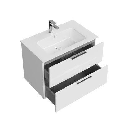 Тумба PIANO Forte подвесная 75 см, 2 ящика, белый глянцевый