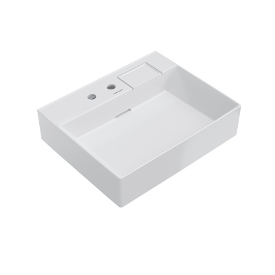 Раковина Logica/Лоджика мебельная с двумя отверстиями 60, белая глянцевая