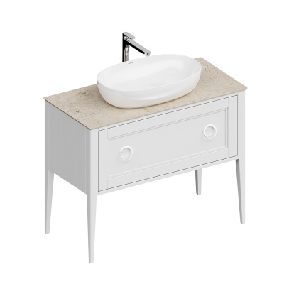 Тумба PLAZA Classic NEO напольная 1+1 ящик 100, белая матовая