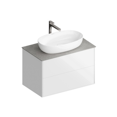 Тумба PLAZA Modern подвесная с ящиками 80, белая глянцевая