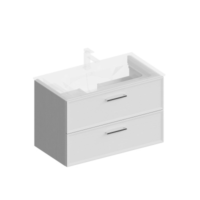 Тумба Piano Classic/Пиано Классик подвесная 85 см, 2 ящика, ясень белый матовый