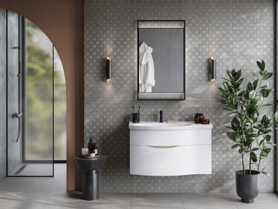 Тумба Riva/Рива 100 см левая, белая матовая