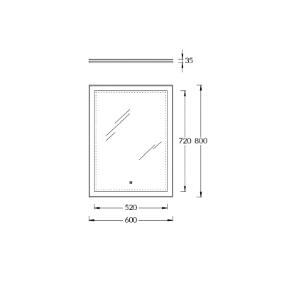 Зеркало с LED-подсветкой 60, белое глянцевое