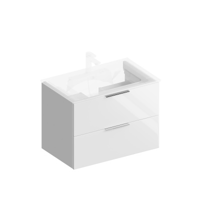 Тумба PIANO Forte подвесная 75 см, 2 ящика, белый глянцевый