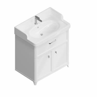 Тумба Pompei/Помпеи напольная с ящиком и дверцами 80, белая глянцевая