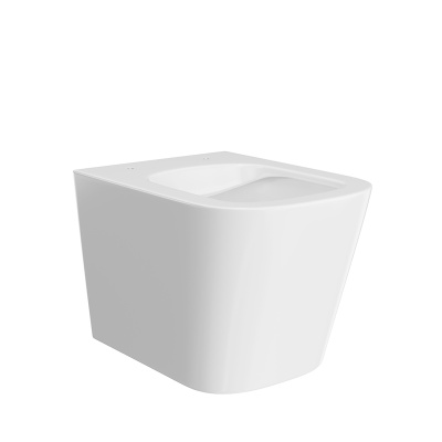 Унитаз Cubo/Кубо подвесной безободковый с крепежом и сиденьем, белый глянцевый