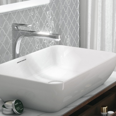 Смеситель для раковины Ole/Оле однорычажный высокий без донного клапана, хром глянец