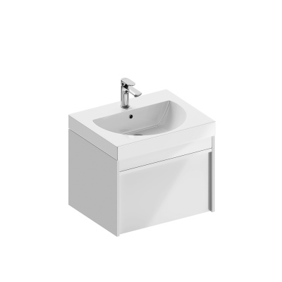 Тумба MODULA подвесная 60 с ящиком 1+1, белая глянцевая