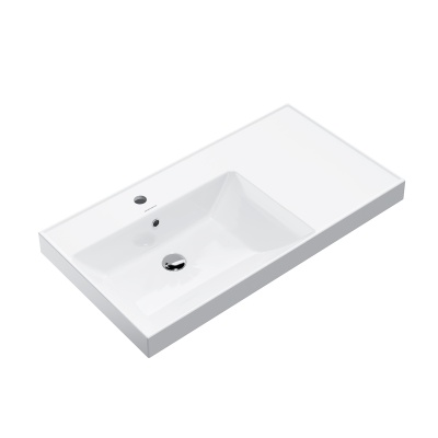 Раковина Cubo/Кубо левая подвесная\мебельная 90, белая глянцевая Раковина Cubo/Кубо левая подвесная\мебельная 90, белая глянцевая