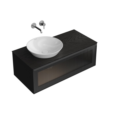 Тумба Iconico/Иконико подвесная 100 с рифленым стеклом, 1 ящик, черная Тумба Iconico/Иконико подвесная 100 с рифленым стеклом, 1 ящик, черная