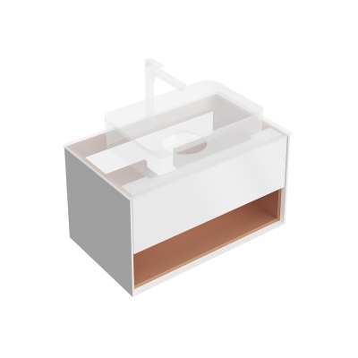 Тумба Plaza Modern/Плаза Модерн подвесная 80, нажимное открывание, 1 ящик, подсветка, белая матовая+сахара Тумба Plaza Modern/Плаза Модерн подвесная 80, нажимное открывание, 1 ящик, подсветка, белая матовая+сахара