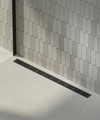 Душевой лоток смарт с перфорированной решеткой, черный, 85 см