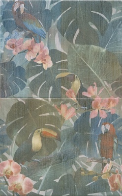 Керамическое панно 50x80x0,8 Пальмовый лес матовый (из 4 ч. разм. 25x40)