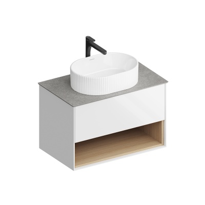 Тумба Plaza Modern/Плаза Модерн подвесная 80 белый 1 ящик + полка Тумба Plaza Modern/Плаза Модерн подвесная 80 белый 1 ящик + полка