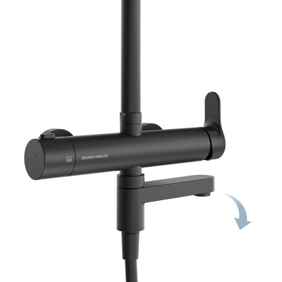 Душевая колонна Fonte/Фонте на 3 потока с поворотным изливом и механическим смесителем, черный матовый