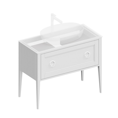 Тумба Plaza Classic/Плаза Классик напольная 1+1 ящик 100, белая матовая Тумба Plaza Classic/Плаза Классик напольная 1+1 ящик 100, белая матовая