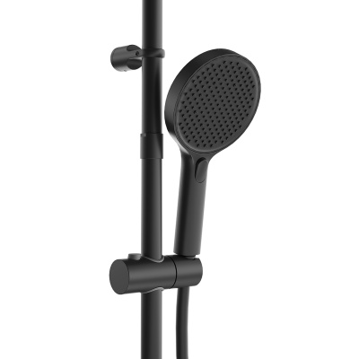 Душевая колонна Fonte/Фонте на 3 потока с поворотным изливом с термостатическим смесителем, черный матовый