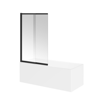 Шторка на ванну VETRO, раздвижная/распашная, 100х150, матовый черный Шторка на ванну VETRO, раздвижная/распашная, 100х150, матовый черный