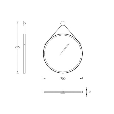 Зеркало CONO круглое 70, черное матовое