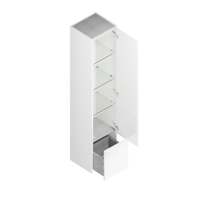 Пенал MODULA подвесной 165 с дверцей и ящиком, белый глянцевый