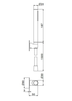 Ручной душ OLE с держателем для лейки и шлангом, без выхода для подачи воды, хром Ручной душ OLE с держателем для лейки и шлангом, без выхода для подачи воды, хром