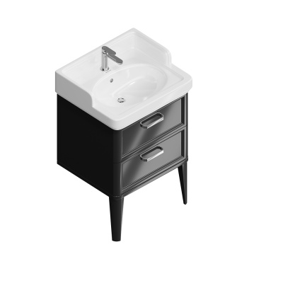 Тумба POMPEI напольная с 2 ящиками 60, черная глянцевая Тумба POMPEI напольная с 2 ящиками 60, черная глянцевая