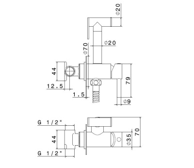 Смеситель с гигиеническим душем встроенного монтажа Ole, хром Смеситель с гигиеническим душем встроенного монтажа Ole, хром