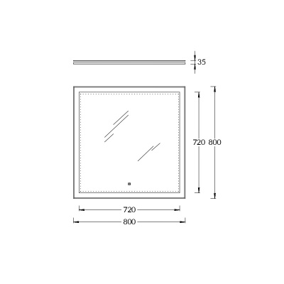 Зеркало с LED-подсветкой 80, белое глянцевое