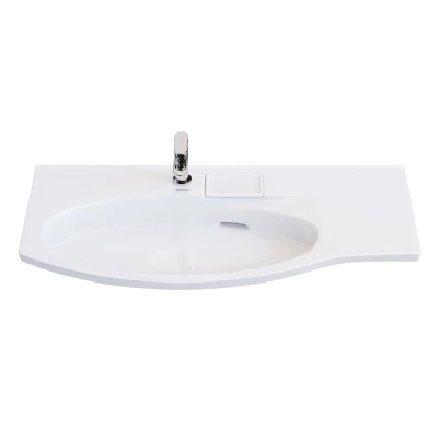 Раковина RIVA мебельная левая с крепежом 100, белая глянцевая Раковина RIVA мебельная левая с крепежом 100, белая глянцевая