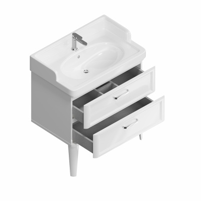 Тумба POMPEI напольная с 2 ящиками 80, белая глянцевая Тумба POMPEI напольная с 2 ящиками 80, белая глянцевая