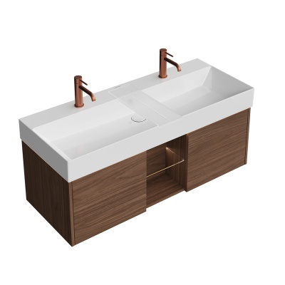 Тумба GRANDE подвесная 120, 2 ящика + открытая зона, структурированный орех Тумба GRANDE подвесная 120, 2 ящика + открытая зона, структурированный орех