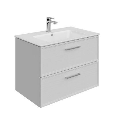 Тумба PIANO Classic подвесная 75 см, 2 ящика, ясень белый матовый