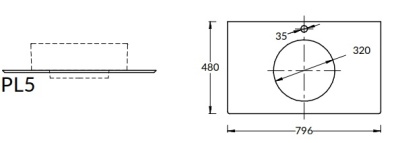 Столешница из керамогранита для накладных раковин, Монте Тиберио 80 см, белый натуральный