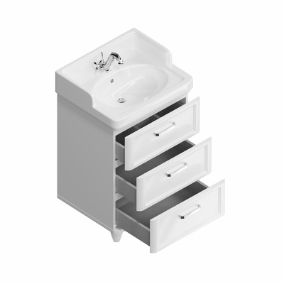 Тумба POMPEI напольная с ящиками 60, белая глянцевая Тумба POMPEI напольная с ящиками 60, белая глянцевая