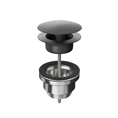 Донный клапан клик-клак для раковины, матовый черный Донный клапан клик-клак для раковины, матовый черный