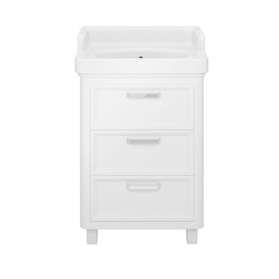 Тумба POMPEI напольная с ящиками 60, белая глянцевая