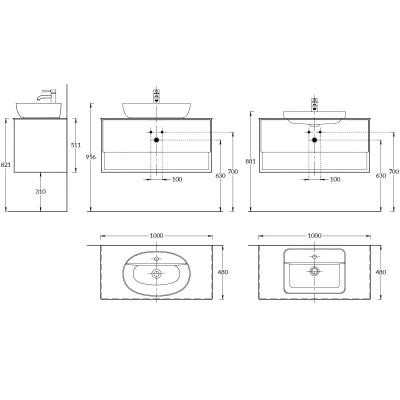 Тумба PLAZA Modern подвесная с ящиком и полкой 100, белая Тумба PLAZA Modern подвесная с ящиком и полкой 100, белая
