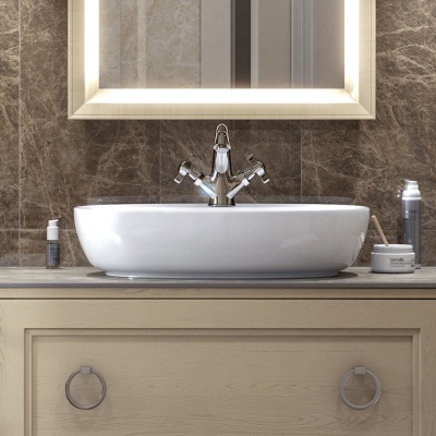 Смеситель для раковины MUSE вентильный с донным клапаном, хром глянец