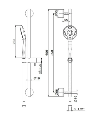 Душевая стойка OLE c ручной круглой лейкой и шлангом, без выхода для подачи воды, хром Душевая стойка OLE c ручной круглой лейкой и шлангом, без выхода для подачи воды, хром