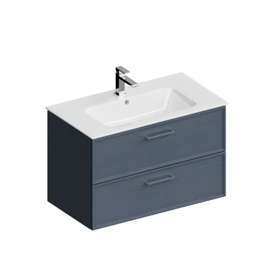 Тумба PIANO Classic подвесная 85 см, 2 ящика, ясень синий матовый Тумба PIANO Classic подвесная 85 см, 2 ящика, ясень синий матовый