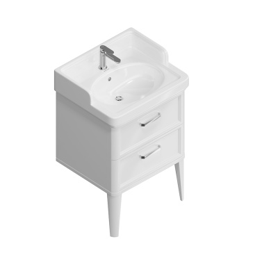 Тумба POMPEI напольная с 2 ящиками 60, белая глянцевая Тумба POMPEI напольная с 2 ящиками 60, белая глянцевая