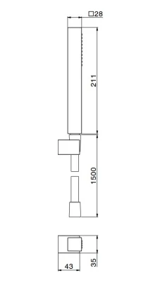 Ручной душ FUTURA с держателем для лейки и шлангом, без выхода для подачи воды, хром Ручной душ FUTURA с держателем для лейки и шлангом, без выхода для подачи воды, хром
