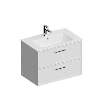 Тумба PIANO Classic подвесная 75 см, 2 ящика, ясень белый матовый