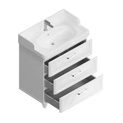 Тумба POMPEI напольная с 3 ящиками 80, белая глянцевая Тумба POMPEI напольная с 3 ящиками 80, белая глянцевая